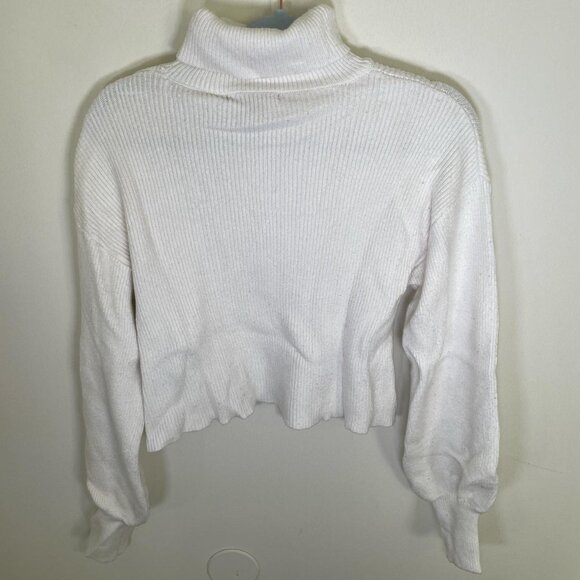 Forever 21 Ivory Ribbed Cropped Turtleneck Sweater - Picture 3 of 3